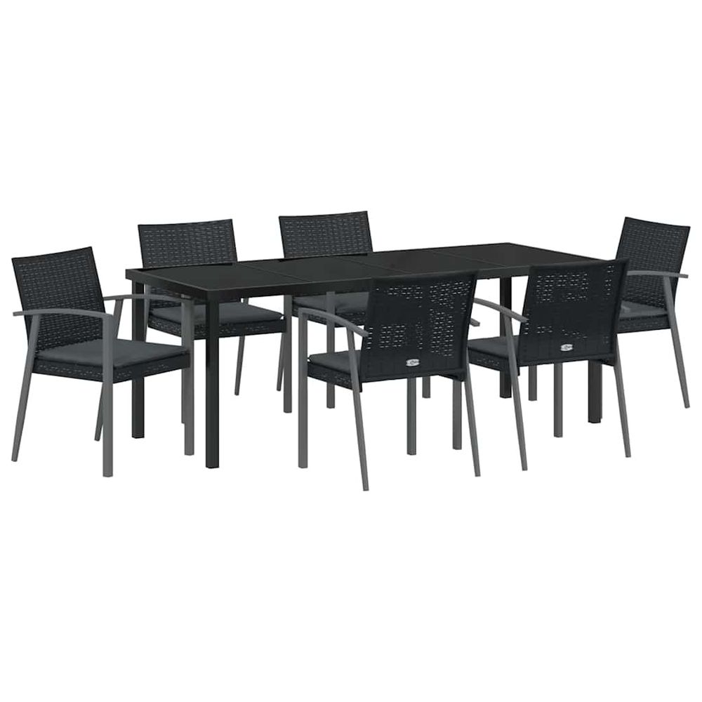 Ensemble de salle à manger pour jardin 7 pc noir et gris