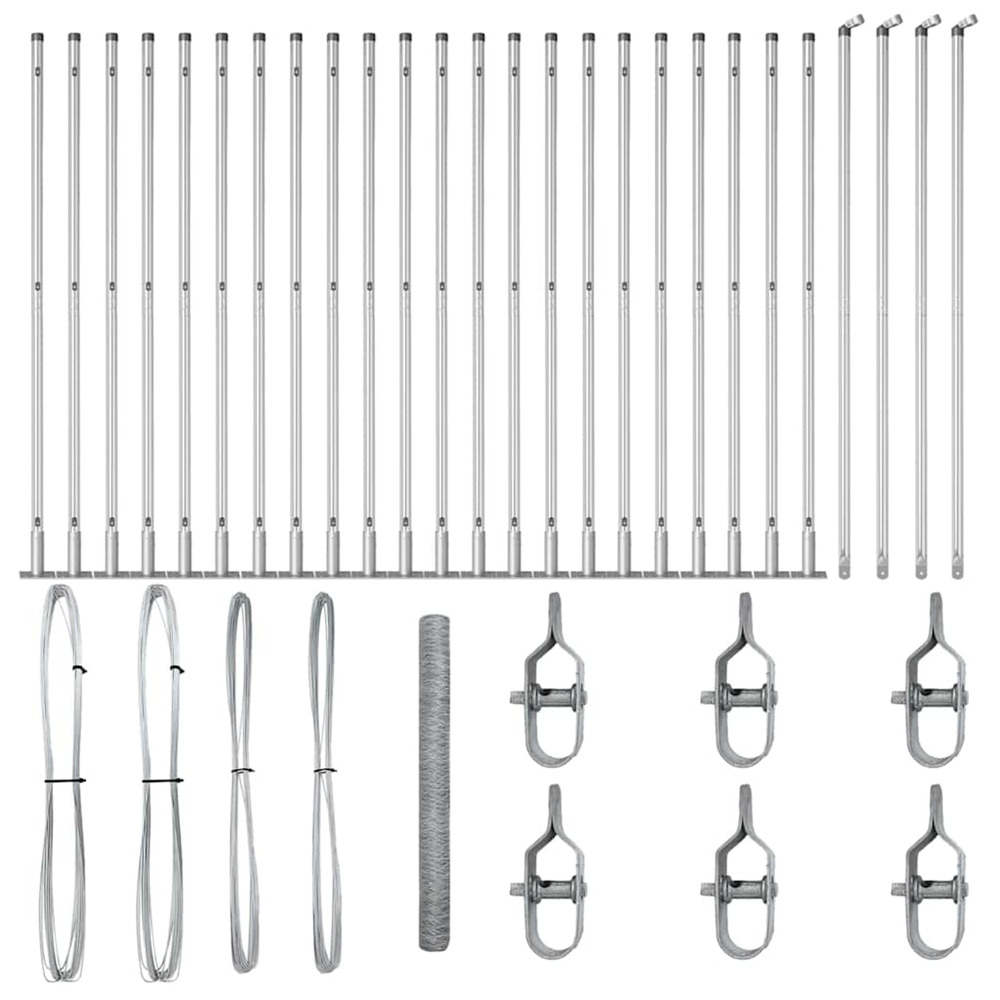 Poteau de clôture. Argenté 50 x 1,4 m (maillage de 36 mm) acier