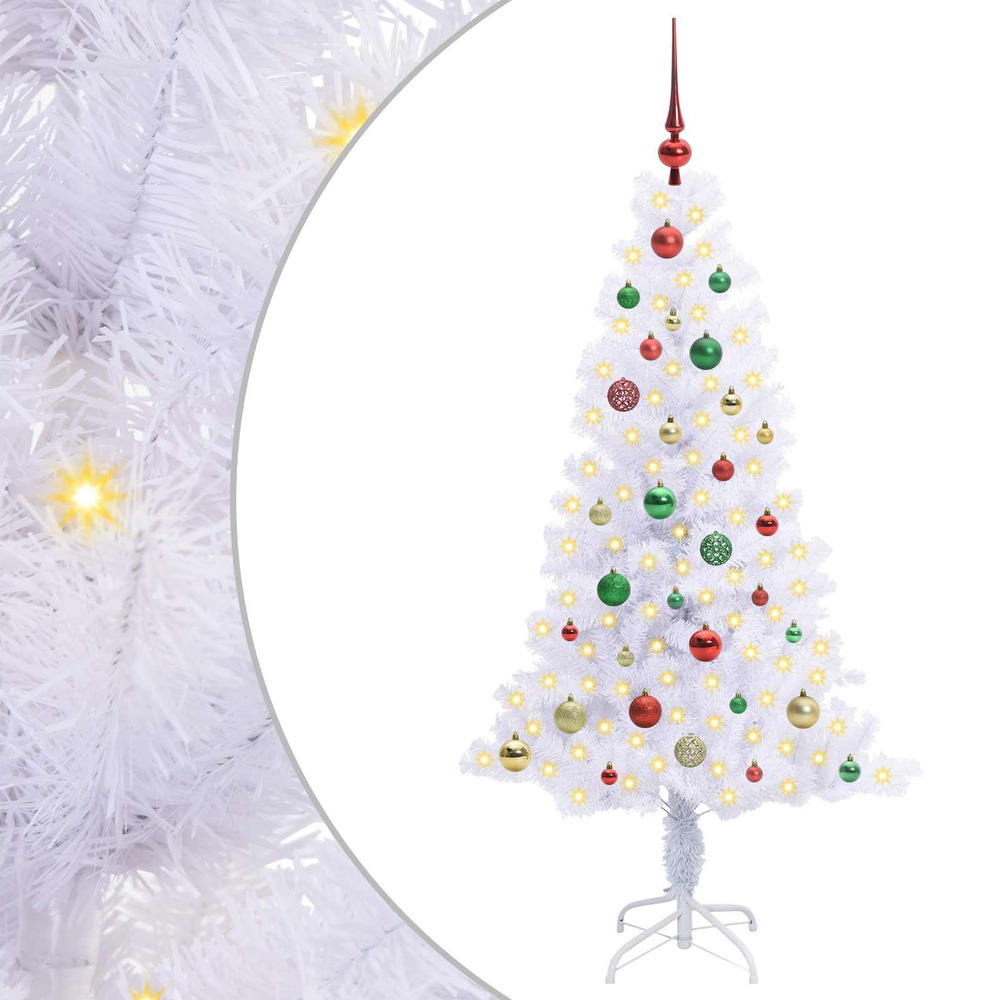 Sapin de noël artificiel avec 150 led blanc 150 cm pvc et acier