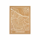 Carte en liège - woody map natural amsterdam / 60 x 45 cm / blanc / sans cadre