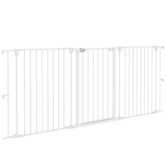 Barrière de sécurité pour chien acier intérieur ouverture bidirectionnelle 206x90cm blanc - comfortxl pet living