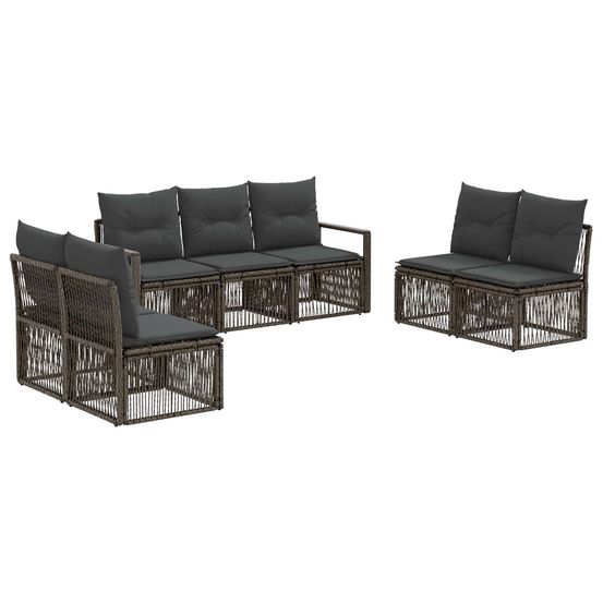 Ensemble de canapé de jardin 7 pc gris polyrotin
