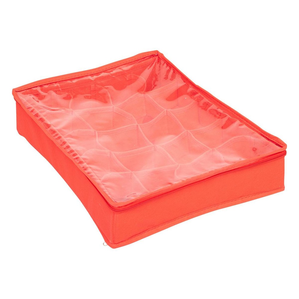 Boîte de rangement pour 20 boules d.7,5cm polyester rouge