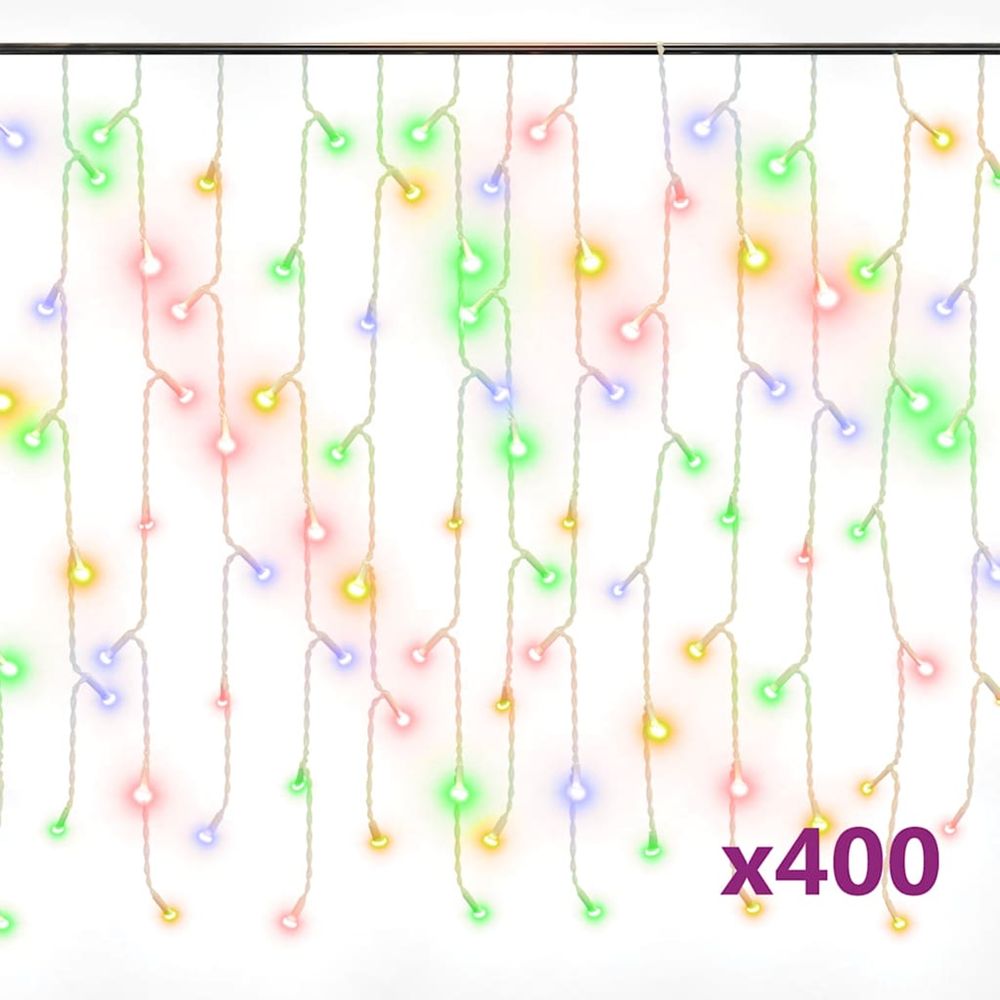 Rideau lumineux à glaçons led 10m 400led multicolore 8fonctions