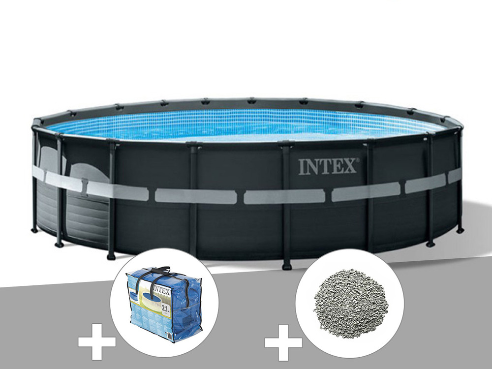 Kit piscine tubulaire ultra xtr frame ronde 5,49 x 1,32 m + bâche à bulles + 20