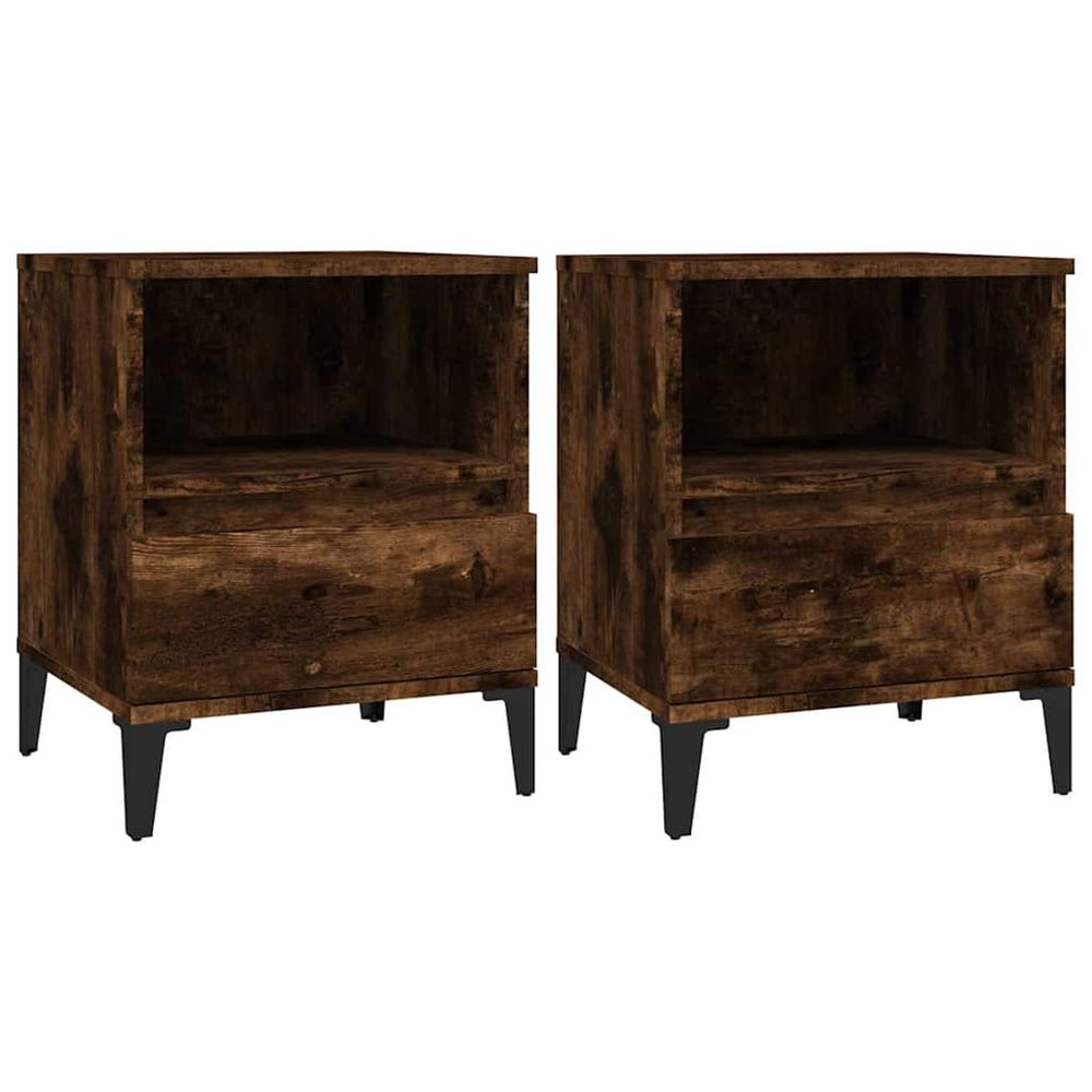 Tables de chevet 2 pcs chêne fumé 40x35x50 cm