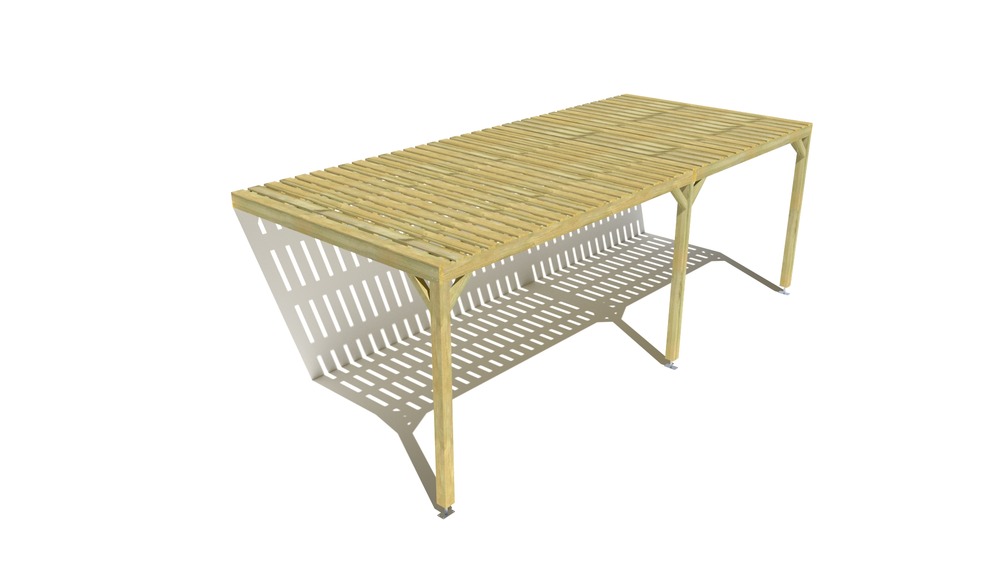 Pergola bois • 7m x 3m • adossée • sens largeur • platelage bois • livraison comprise