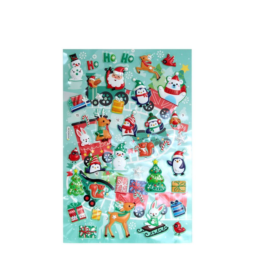 Sticker de noël en relief calendrier de l'avent 14 x 21 cm