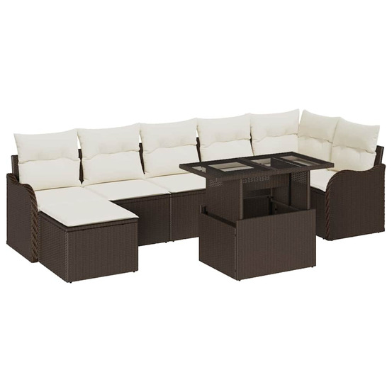 Ensemble de canapé de jardin 8 pcs marron poly rotin