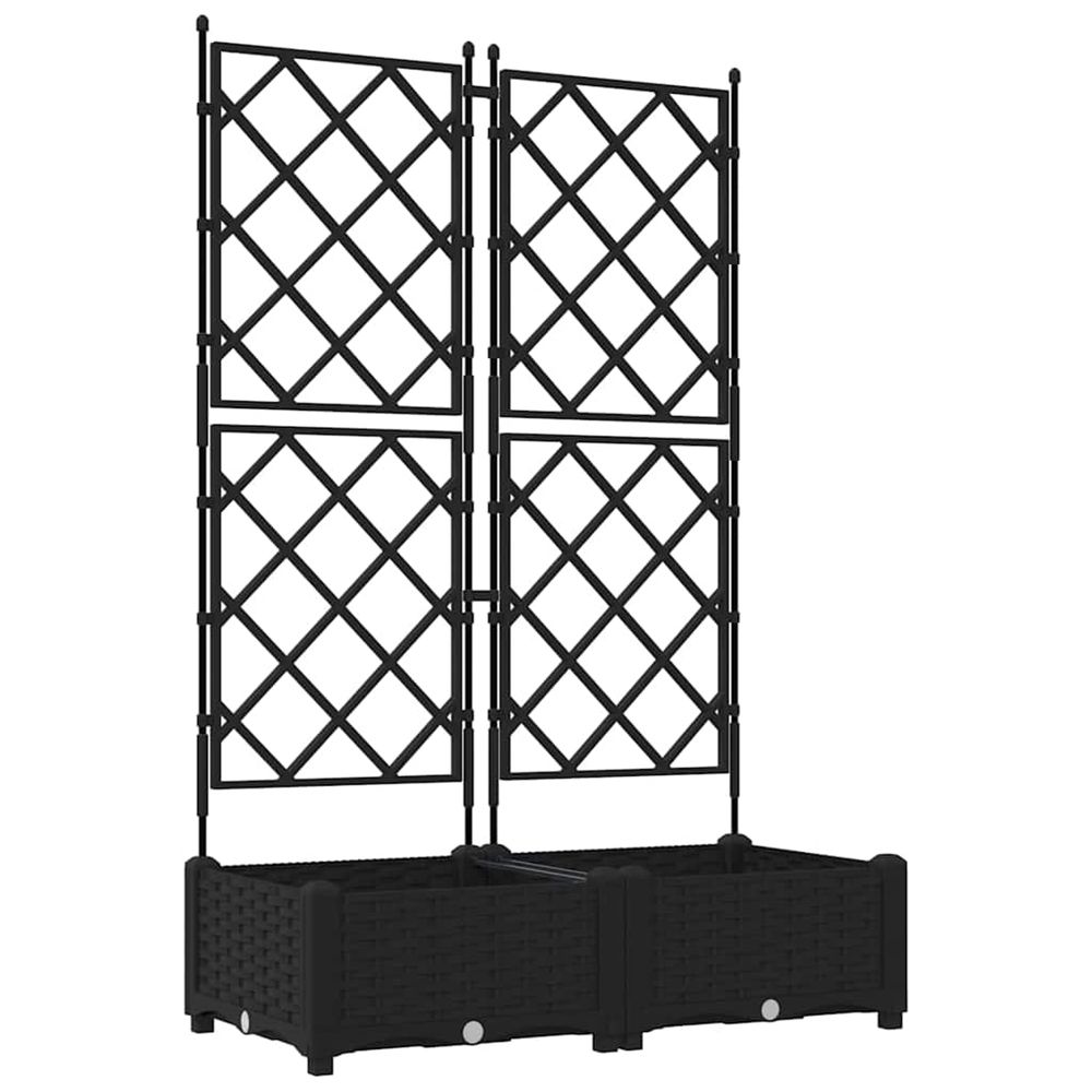 Cache-pot de jardin 2 pc noir 80 x 40 x 125,5 cm pp