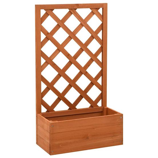 Jardinière avec treillis bois de sapin pour plantes grimpantes jardin balcon orange 90cm