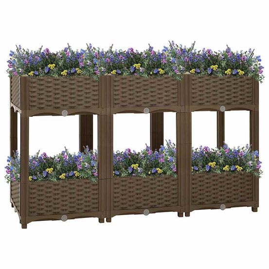 Potager sur pieds 120 cm avec étagère en polypropylène pour terrasse brun