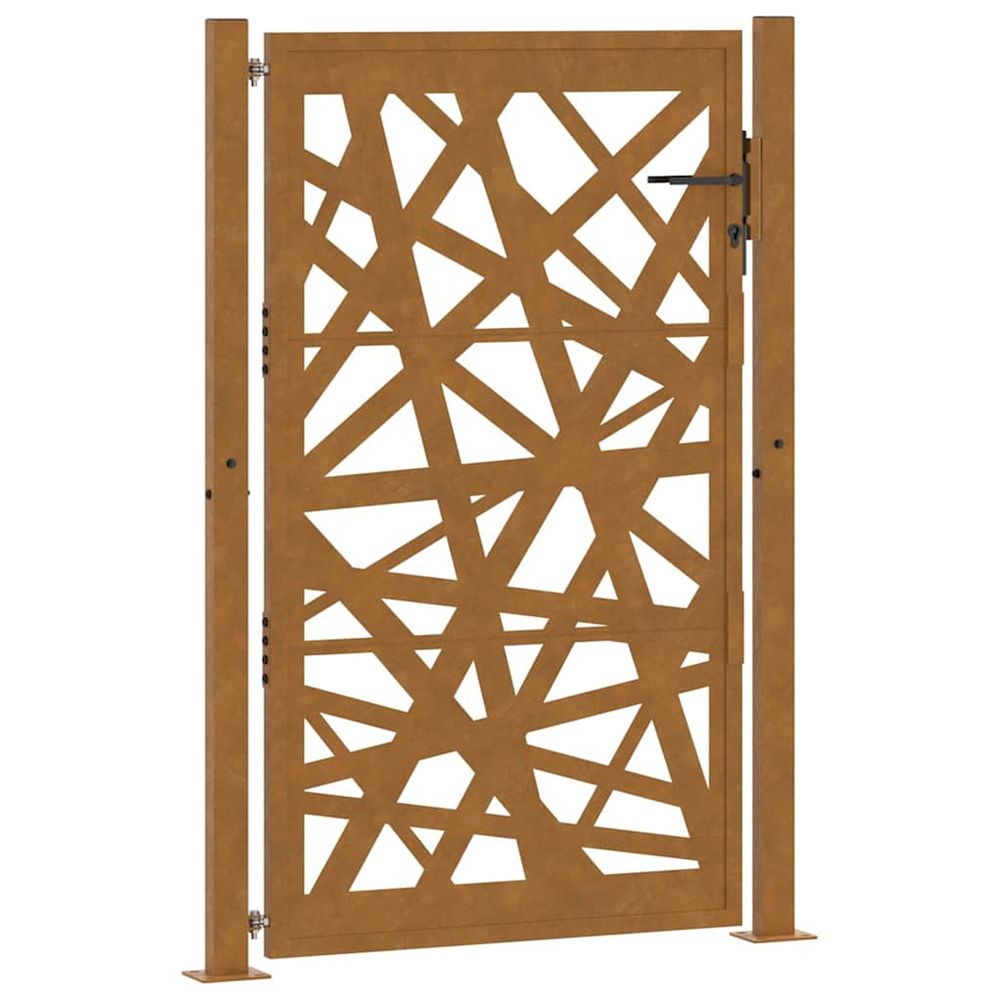 Portail de jardin 100x150 cm en acier patiné, design léger