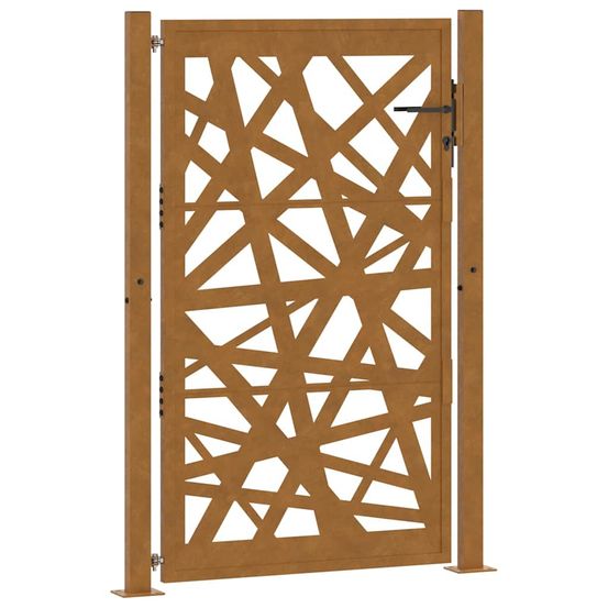 Portail de jardin 100x150 cm en acier patiné, design léger