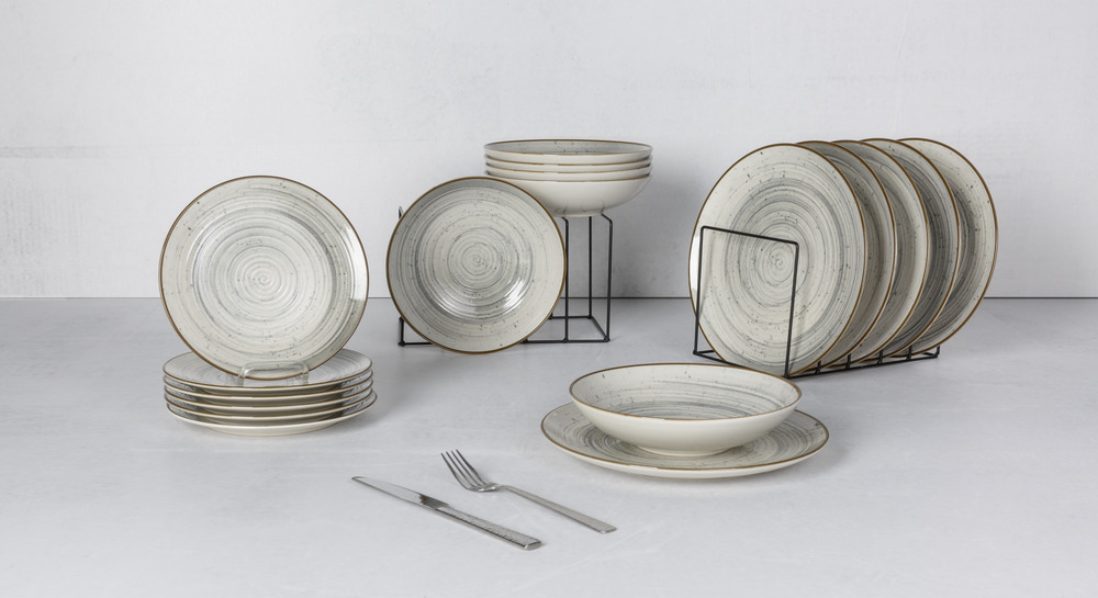 Cosy & trendy service de table en grès, bleu, 18 pièces