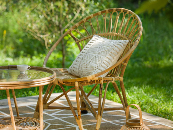 Fauteuil de jardin rond en rotin tressée