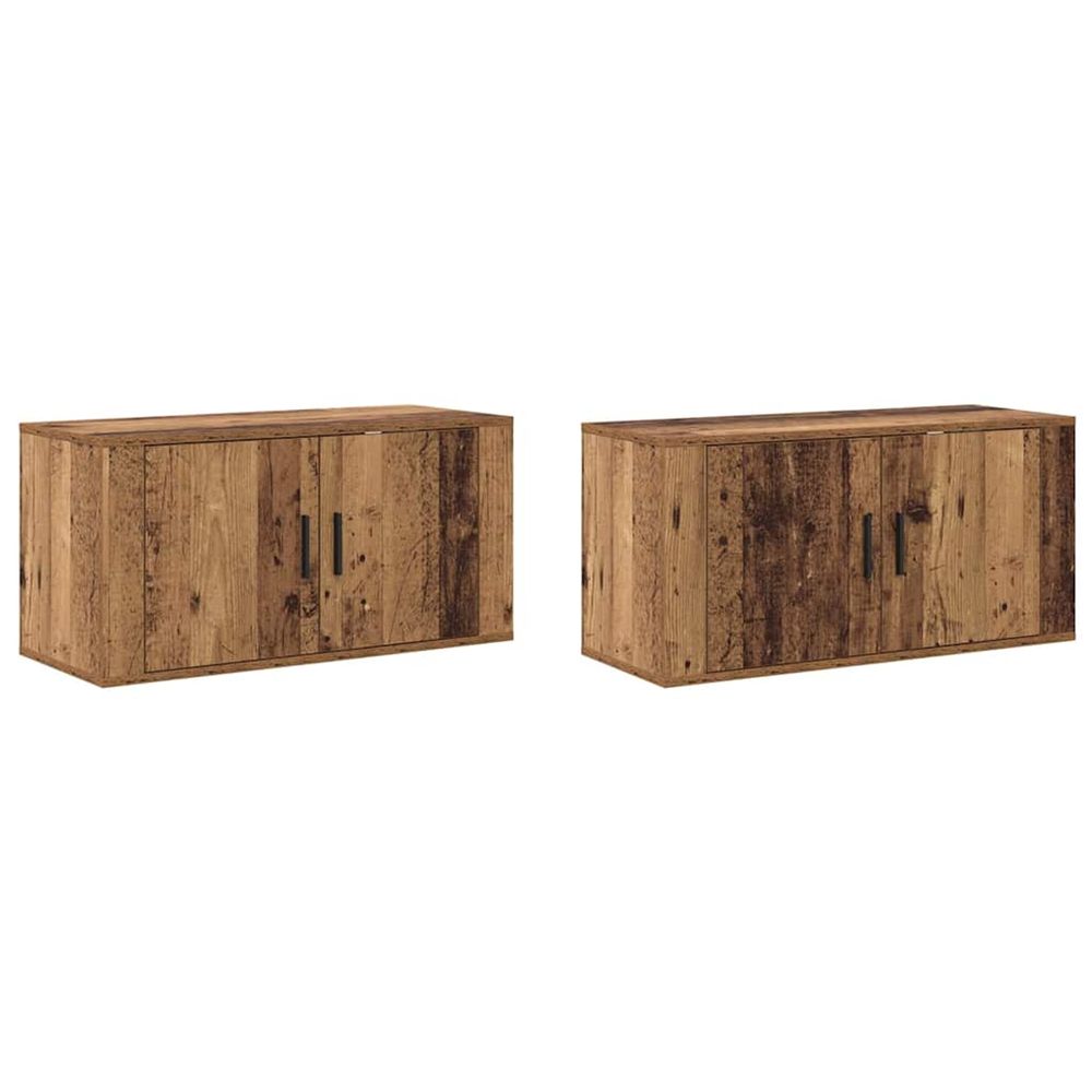 Ensemble de meuble tv mural 2 pc bois ancien bois d'ingénierie