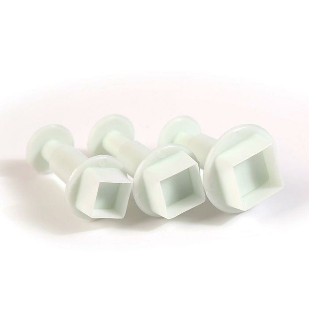 3 emporte-pièces à poussoir en plastique - carré