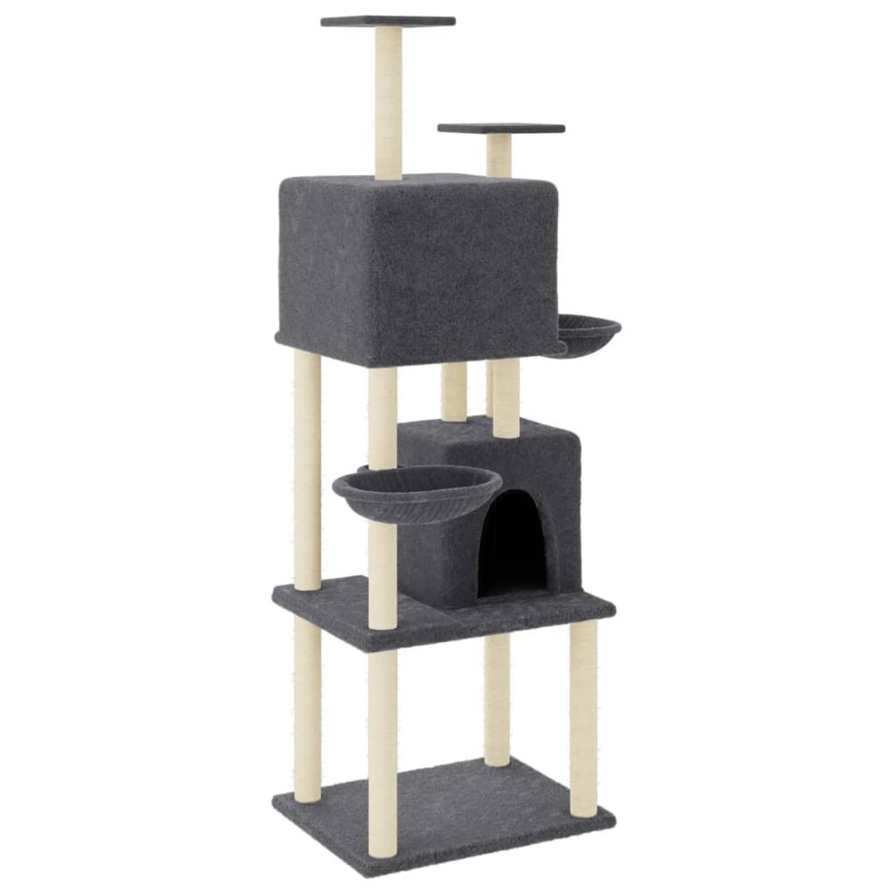Arbre à chat avec griffoirs en sisal gris foncé 180 cm