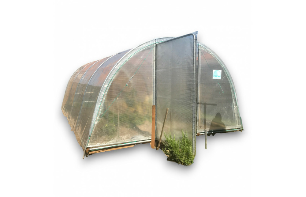 Serre de jardin modèle optimum 3,70 m x 10,50 m, bâche entérrée en pe thermique, 2 portes