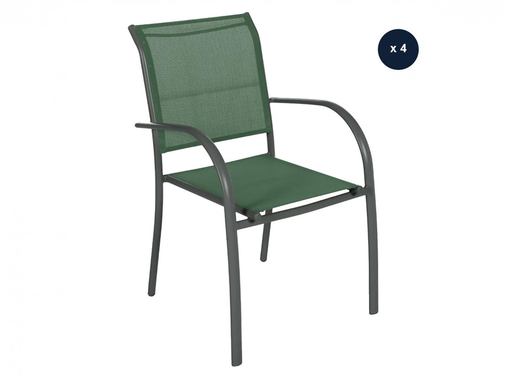 Lot de 4 fauteuils de jardin en texaline piazza olive / graphite