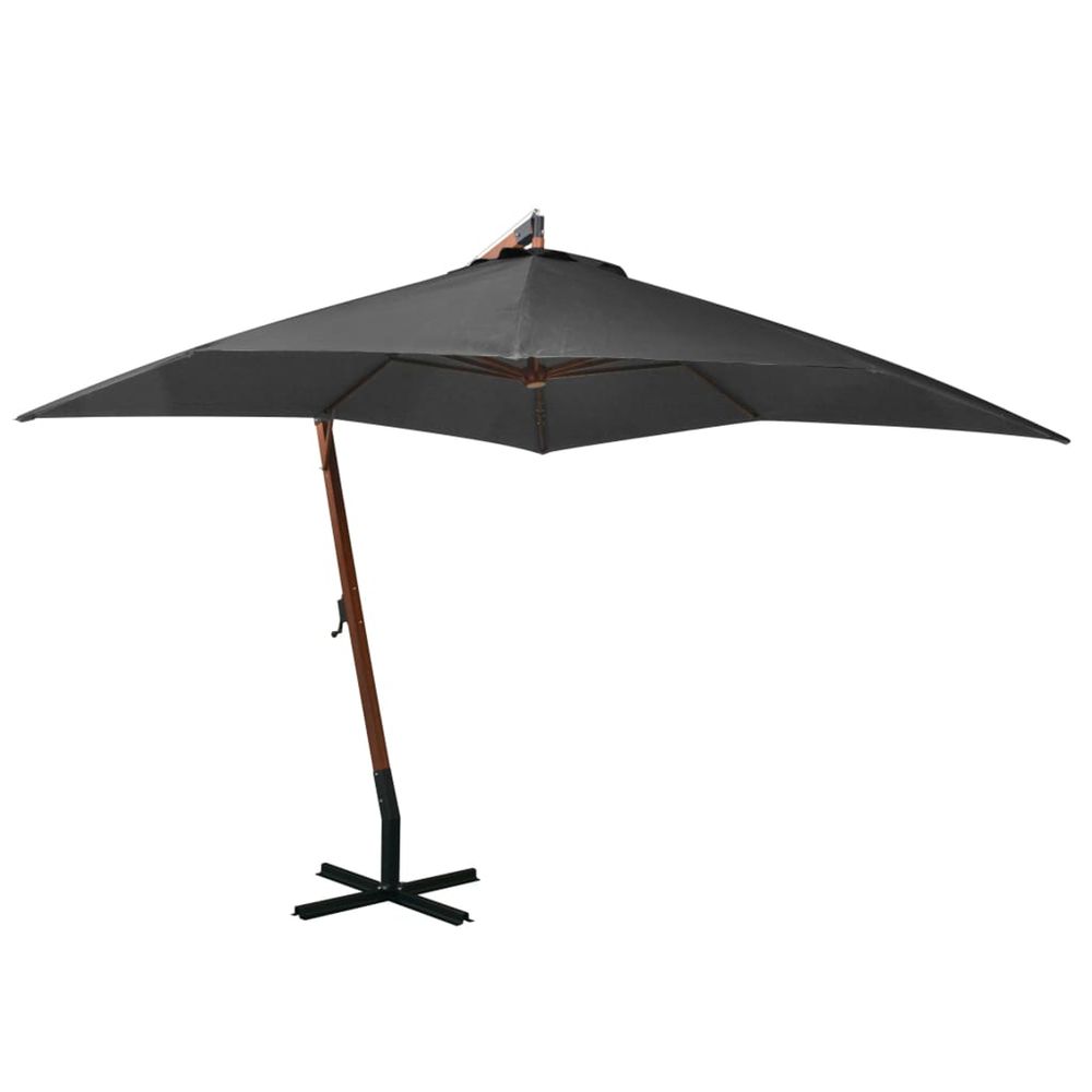 Parasol de jardin suspendu avec mât anthracite bois de sapin