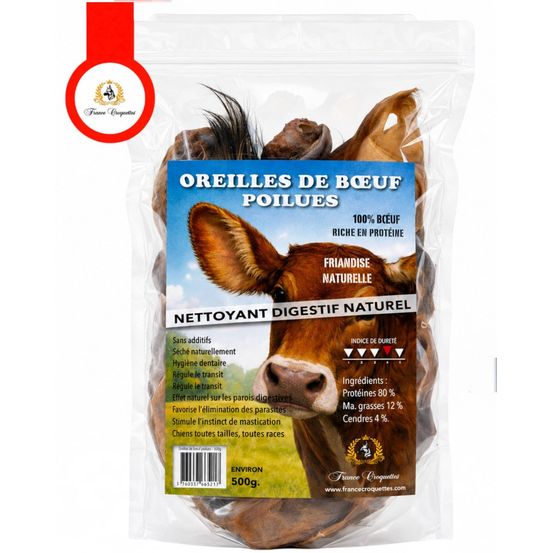France croquettes friandise pour chien oreilles de bœuf poilues - 3 x 500 g