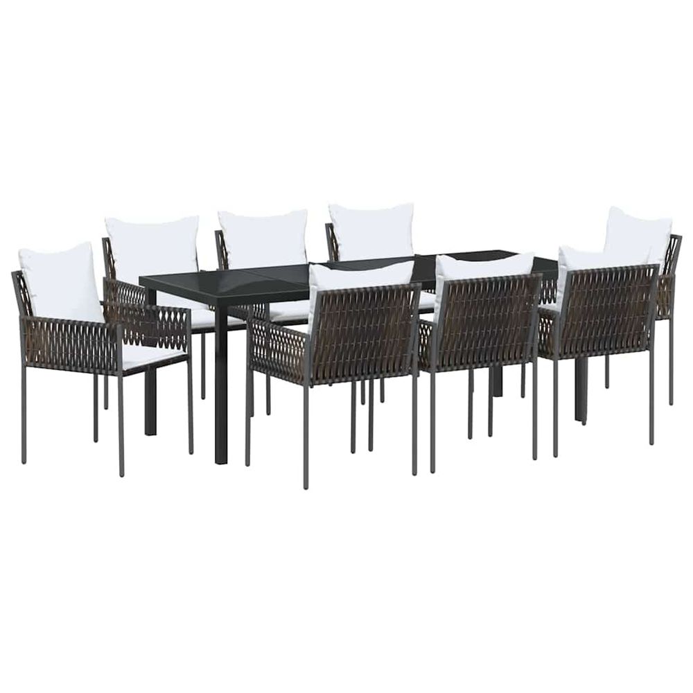 Ensemble de salle à manger pour jardin 9 pc marron et noir