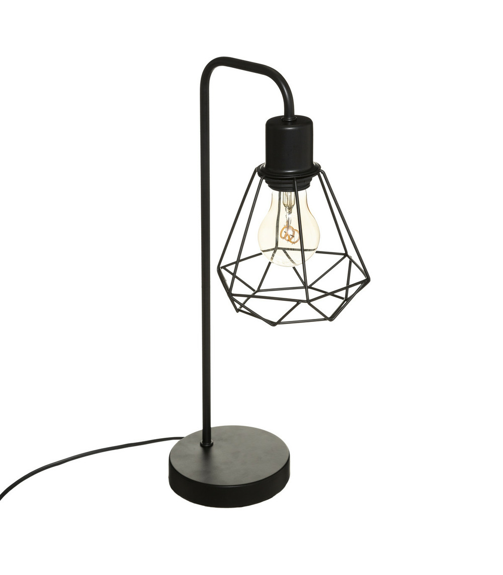 Lampe à poser en métal filaire noir h 46 cm