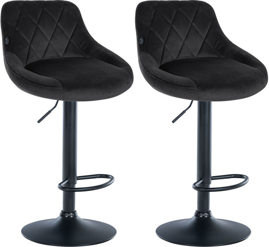 Lot de 2 tabourets de bar lazio velours noir