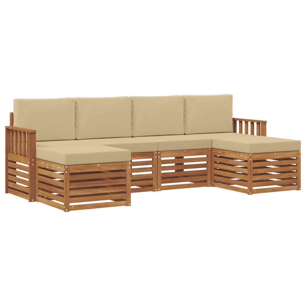 Ensemble de canapés d'extérieur 6 pc naturel et beige