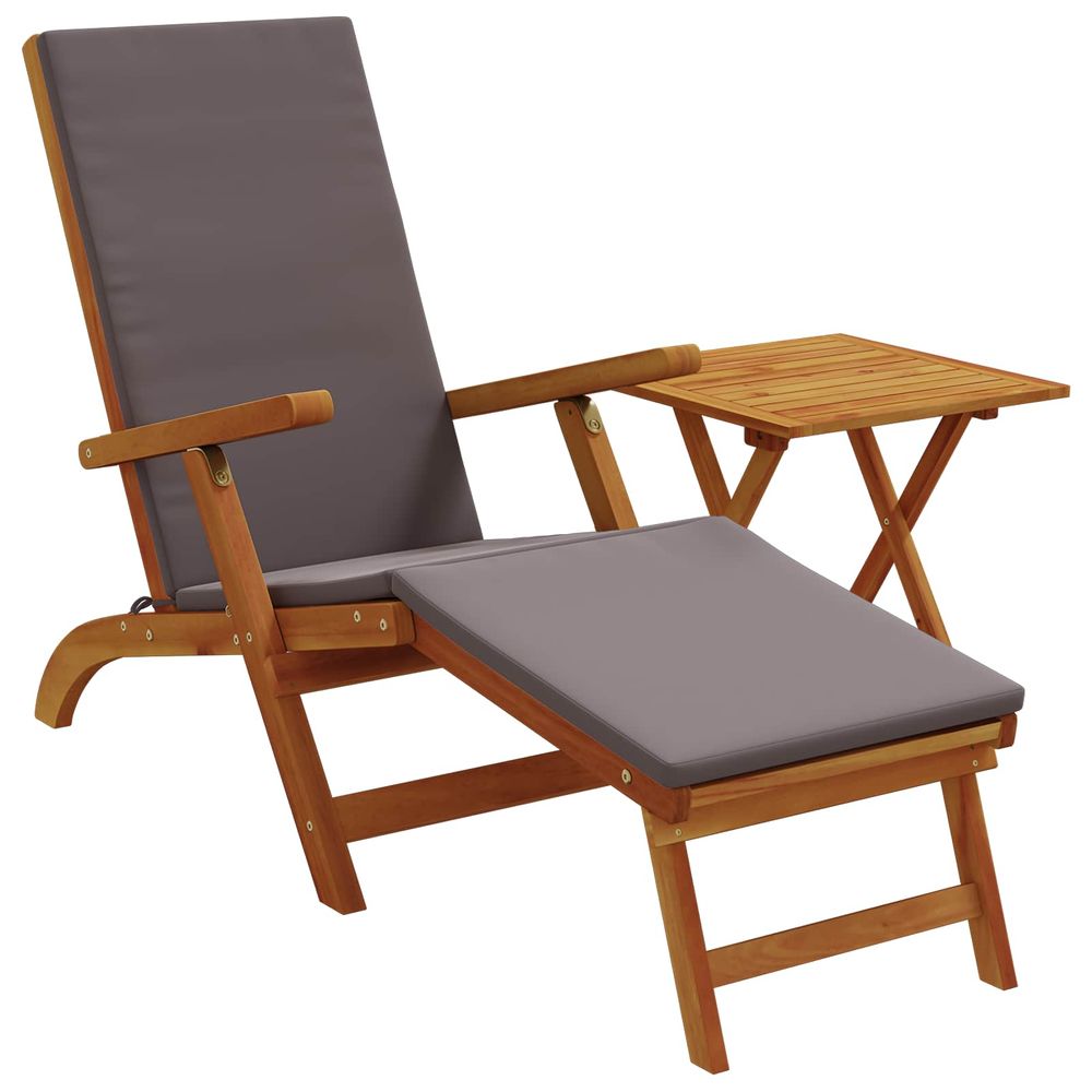 Chaise longue inclinable et pliable 2 pc bois d'acacia massif bain de soleil