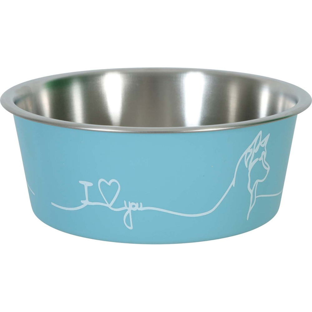 Ecuelle antidérapante bleue pour chiens love dog 750 ml