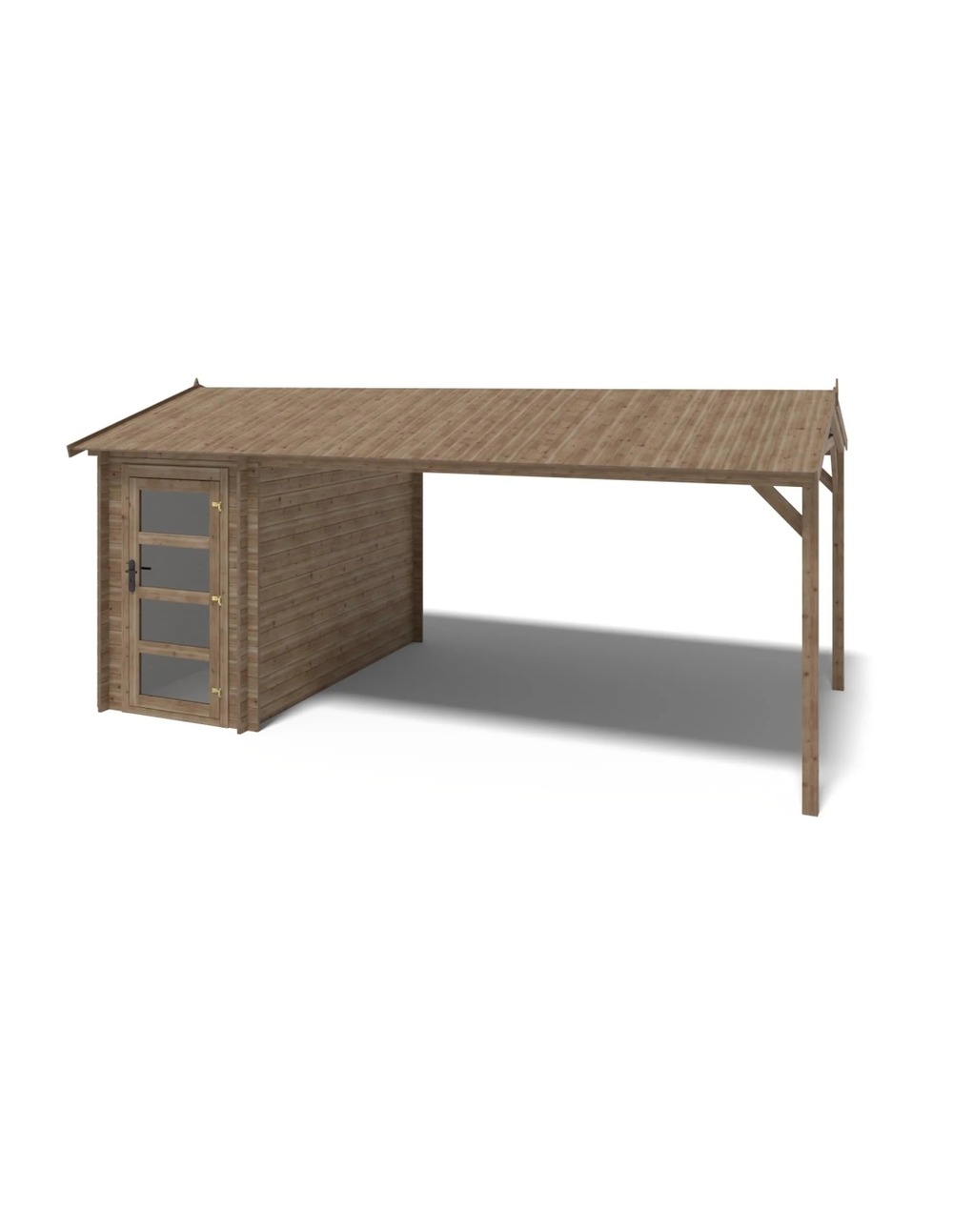 Abri de jardin en bois – 1,50x3 m avec extension de 1,50x2,76 m - 4,50 m² – traité - dom673+dos194 - altanka