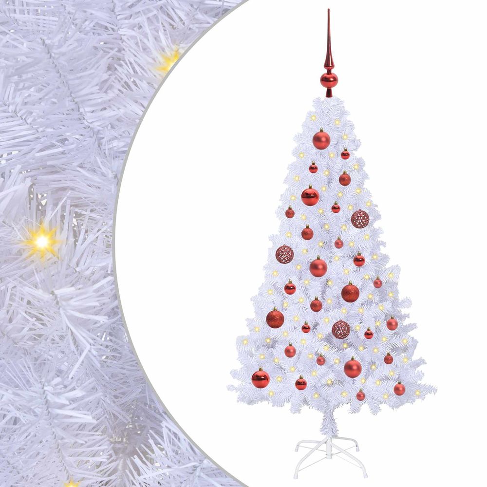 Sapin de noël artificiel blanc 120 cm pvc et acier