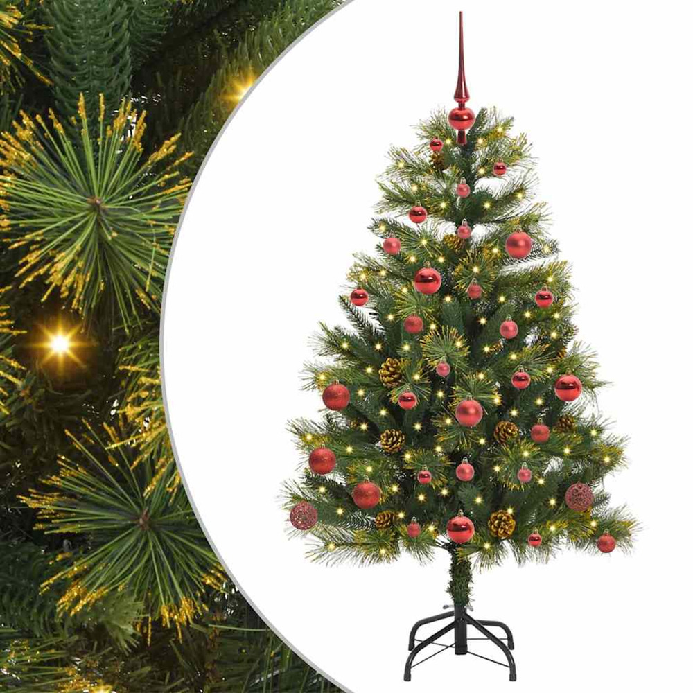 Sapin de noël artificiel avec branches pliables et cônes 150 cm