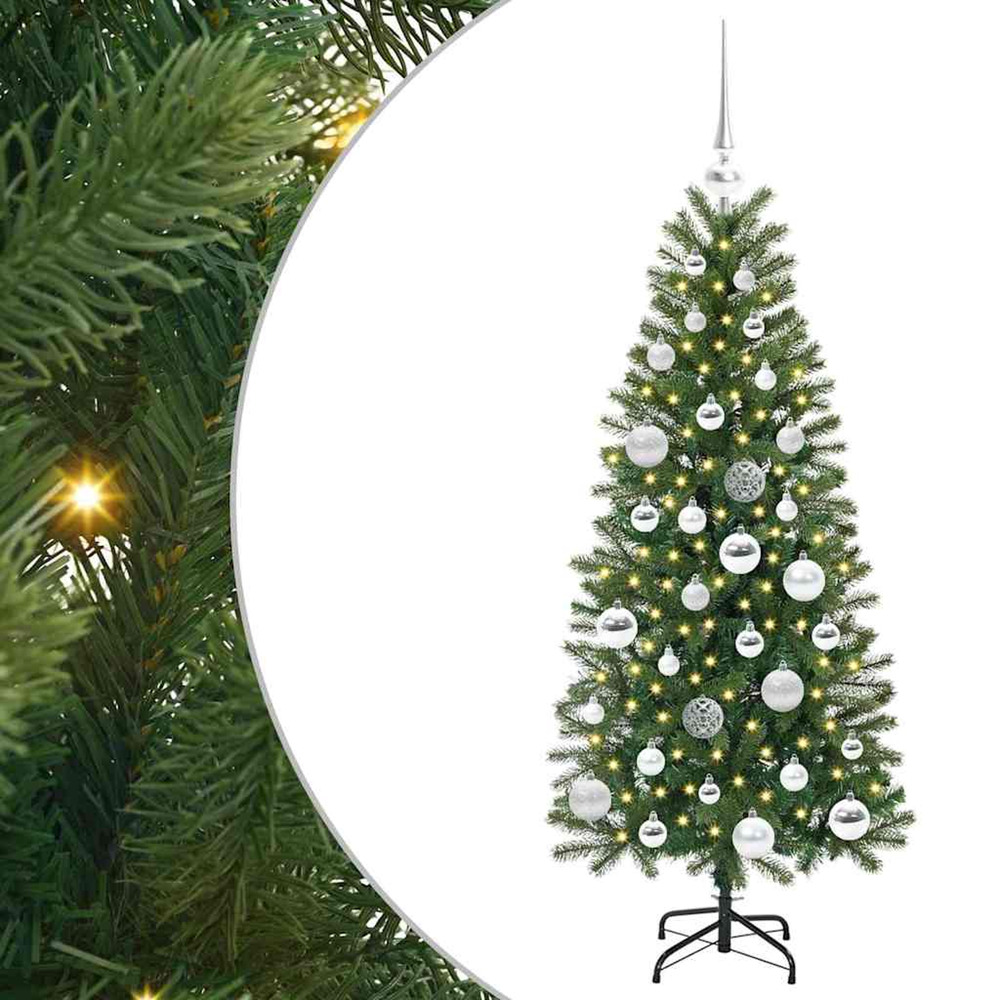 Sapin de noël artificiel avec 150 led vert 120 cm pe et pvc
