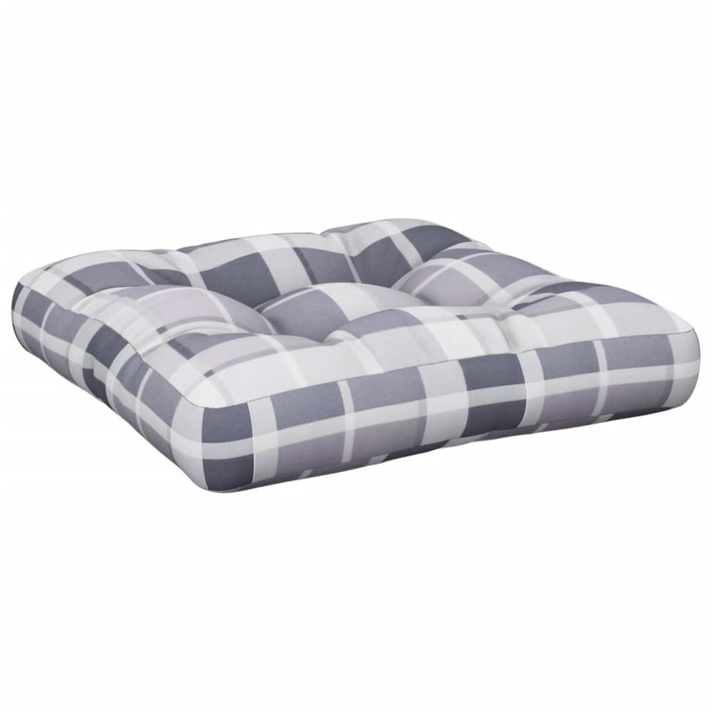 Coussin de palette carreaux gris 58x58x10 cm tissu