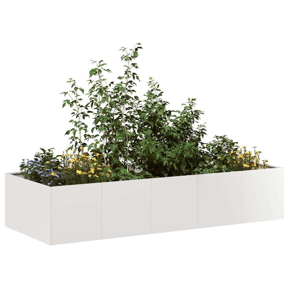Grand carré potager rectangulaire en acier inoxydable qualité premium pour culture maraîchère argent 200x80x40cm
