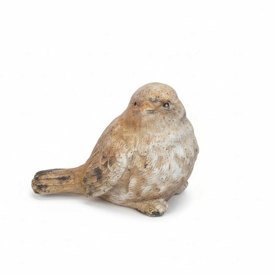 Statue oiseau déco résine patinée blanc 15x11x12cm