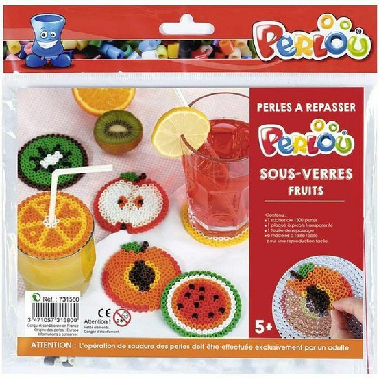 Coffret perles à repasser sous-verres fruits - perlou