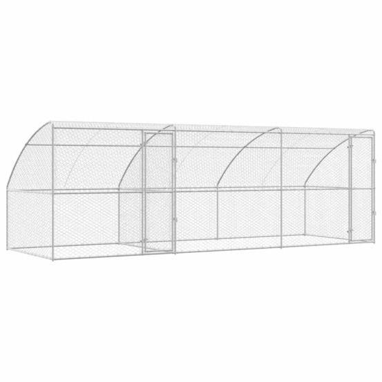 Kennel pour chiens 3 pcs argenté 6 x 2 x 2 m acier