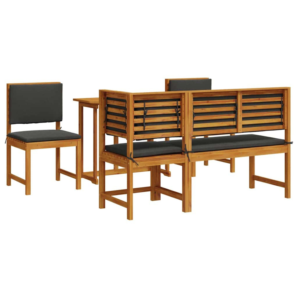Ensemble bistro de jardin 4 pcs marron bois d'acacia massif