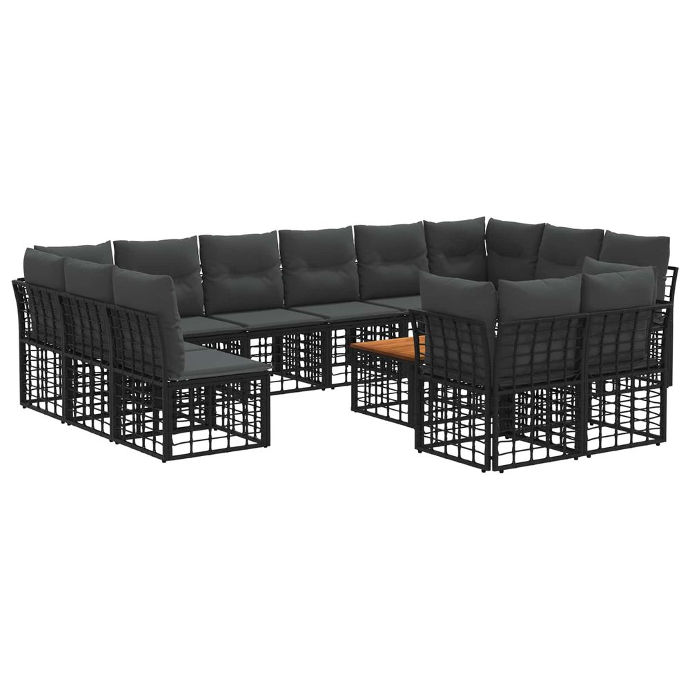 Ensemble de canapés d'extérieur 13 pc noir et gris foncé