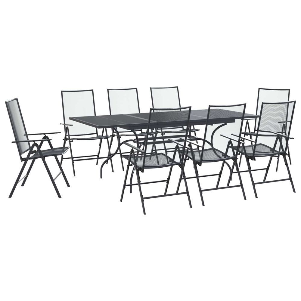 Ensemble de salle à manger pour jardin 9 pc anthracite