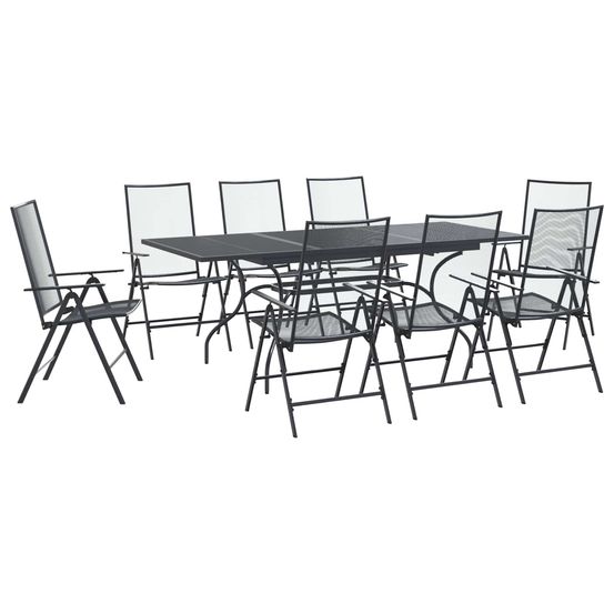 Ensemble de salle à manger pour jardin 9 pc anthracite