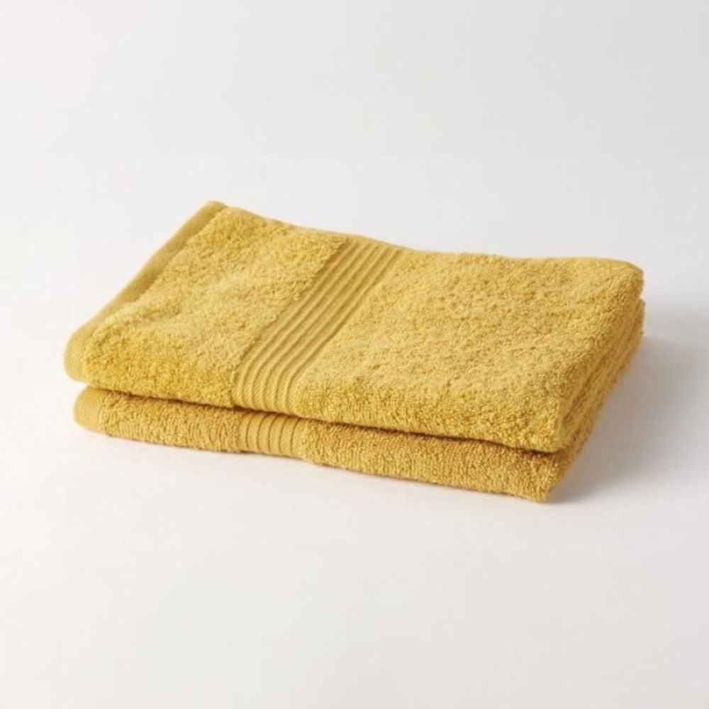 Essential - lot de 2 serviettes de toilette 50x90 cm 100% coton coloris ocre