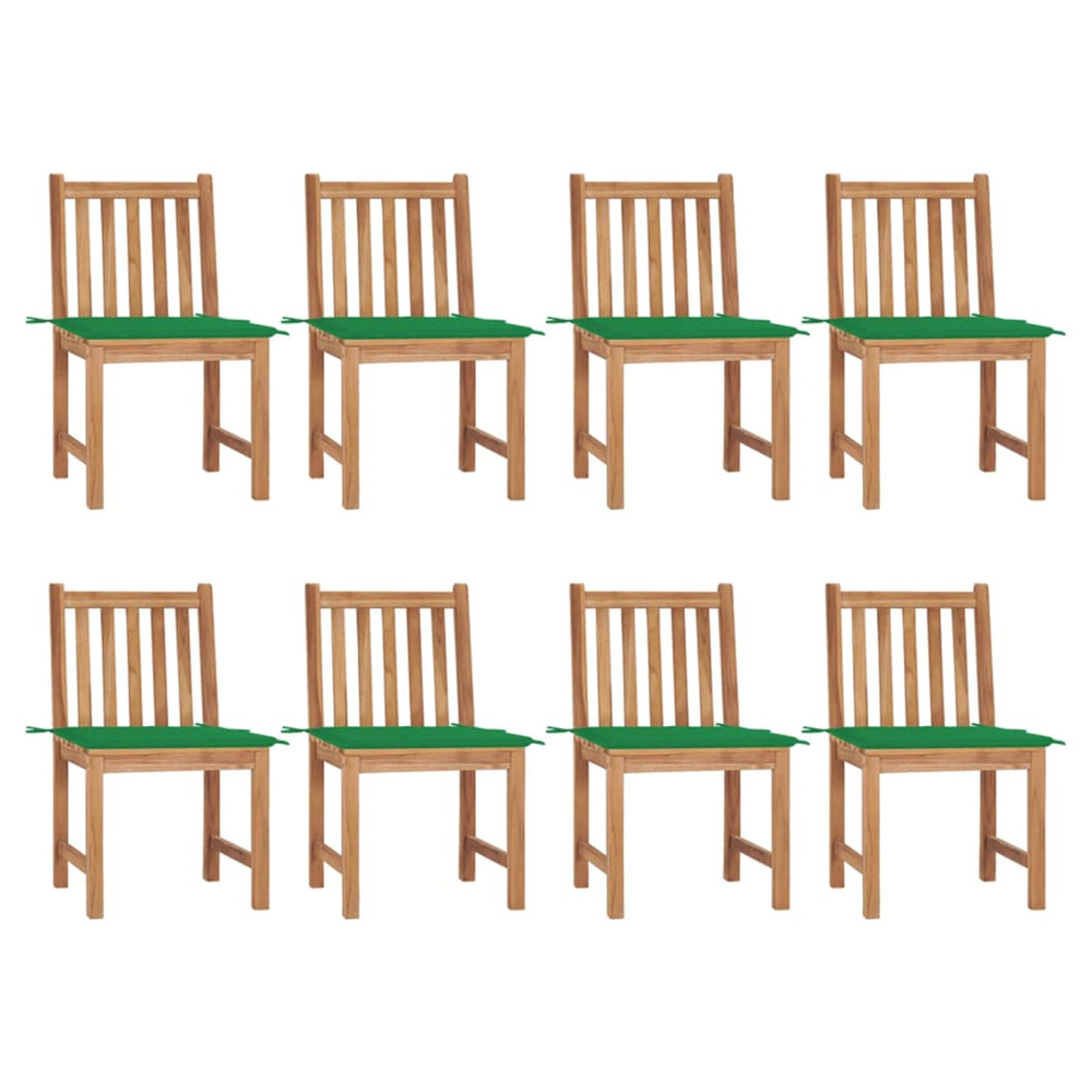Chaises de jardin lot de 8 avec coussins bois de teck massif