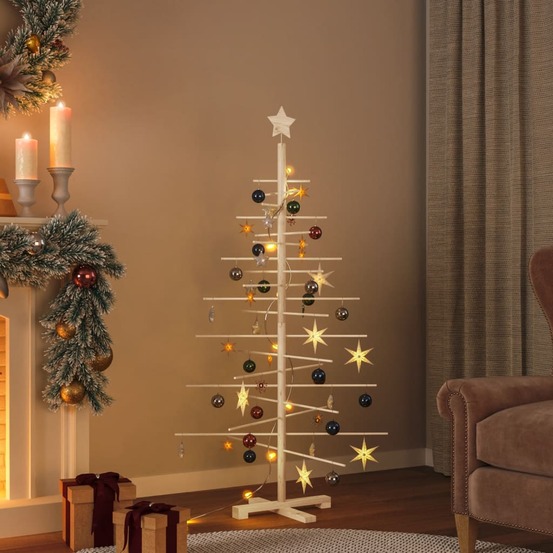 Arbre de noël en bois pour décoration 150 cm bois massif de pin