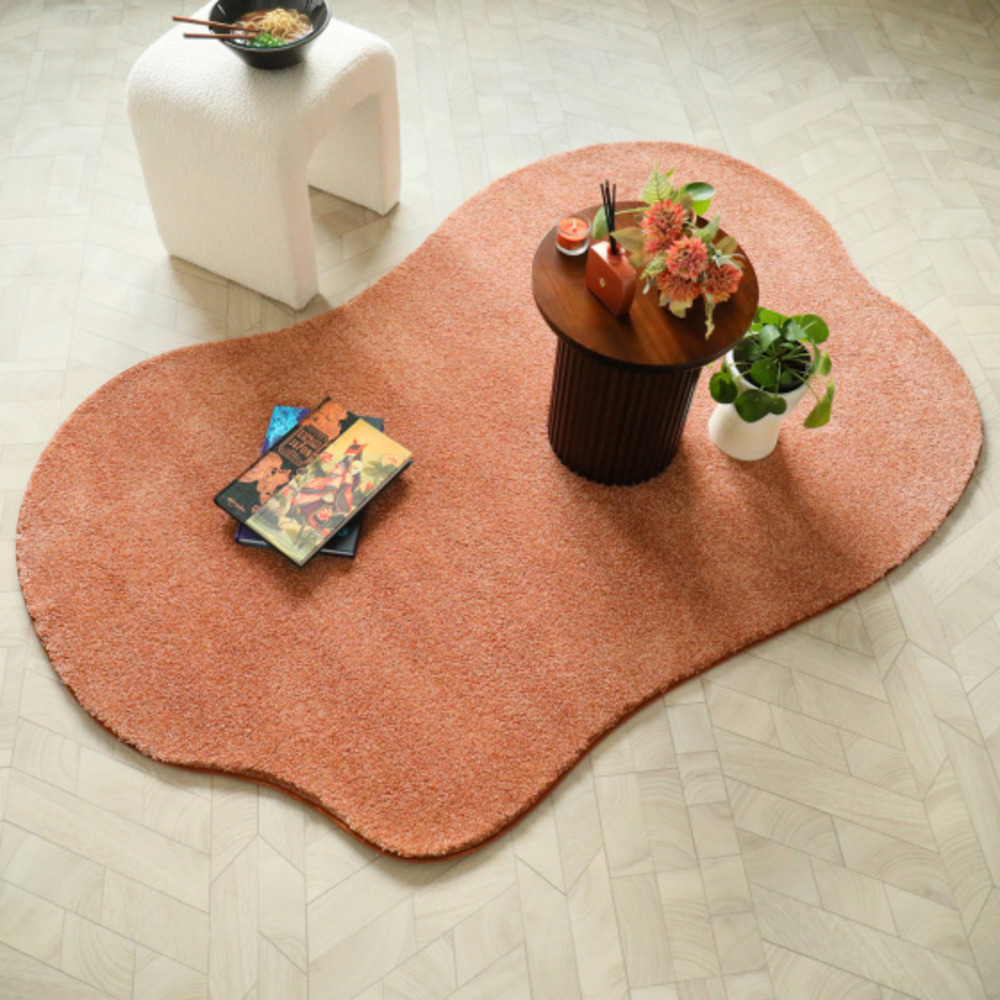 Tapis contemporain de forme organique - influence - rose corail - 160 x 240 cm